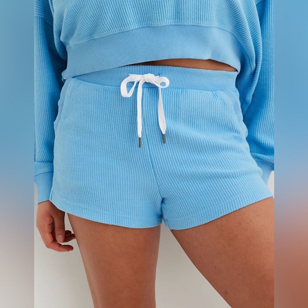 Aerie New Love Corded Shorts in Blue Vinyl size Small